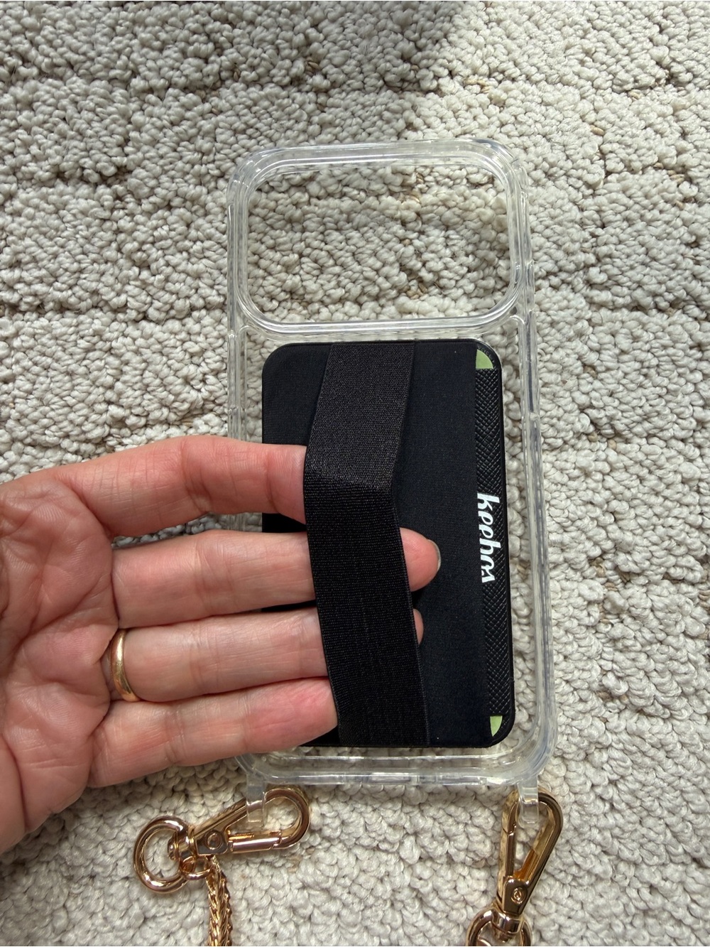 Keebos Crossbody Cardholder Phone Case Clear with Gold Strap - Picture 3 of 8